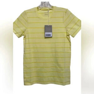 Everlane Womens The Organic Cotton Crew T-Shirt Yellow Stripe Size XS NWT